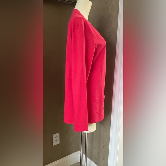 L. L. Bean women’s spring t-shirt cardigan pink hot/ fuchsia, size L Regular - Picture 3 of 11